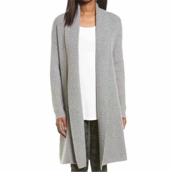 Halogen 100% Cashmere Ribbed Duster Cardigan Sweater XS / S - Picture 1 of 5